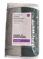 Twin/XL Twin 4-Pk Solid Microfiber Fitted Sheets Gray - Room Essentials