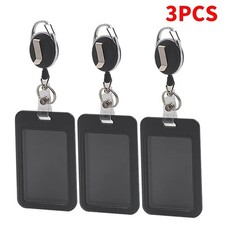 ID Card Holder Retractable Badge Reel Vertical Case Heavy Duty With Belt Clip US