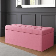 SD Chesterfield Upholstered Velvet Storage Ottoman Box, End of Bed Storage Bench