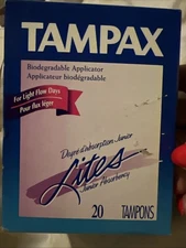 Vintage Tampax Tampons Lites Junior Absorbency Light Flow 1998 Sealed Box Of 20