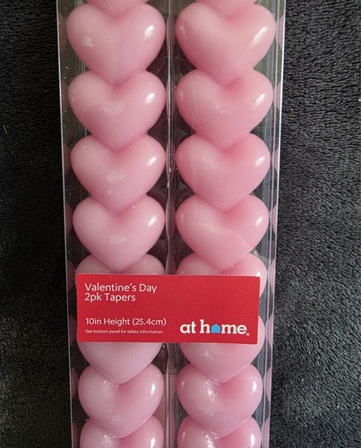 New 2-pack of pink heart-shaped taper candles designed for Valentine's Day 10' - Picture 3 of 4