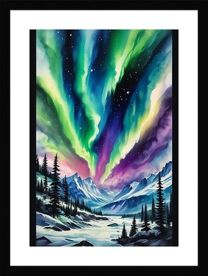 Bold Northern Lights Framed Wall Art Poster Canvas Print Picture