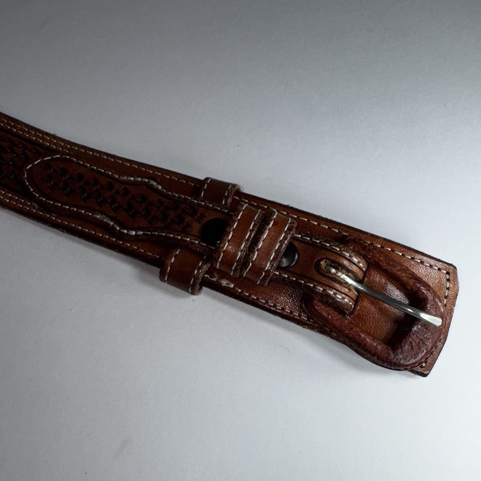 Vogt Ranger Belt Fully Hand Tooled Buckle Top Grain Steer Hide Brown 42