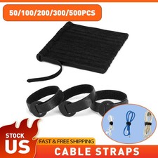 100Pcs Cable Reusable Straps Black Wire Hook Cord Loop Ties Fastening Organizer