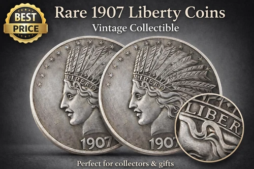 2PCS 1907 Antique Liberty Indian Head $10 Dollar Coin, Uncirculated Morgan Silve