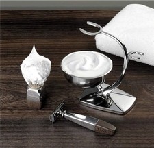 Deluxe Double Edge Safety Razor Set With Stand And Shaving Cream Bowl