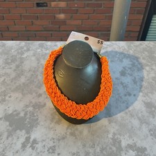 Vintage Orange Seed Beaded Braided Choker Collar Statement Necklace