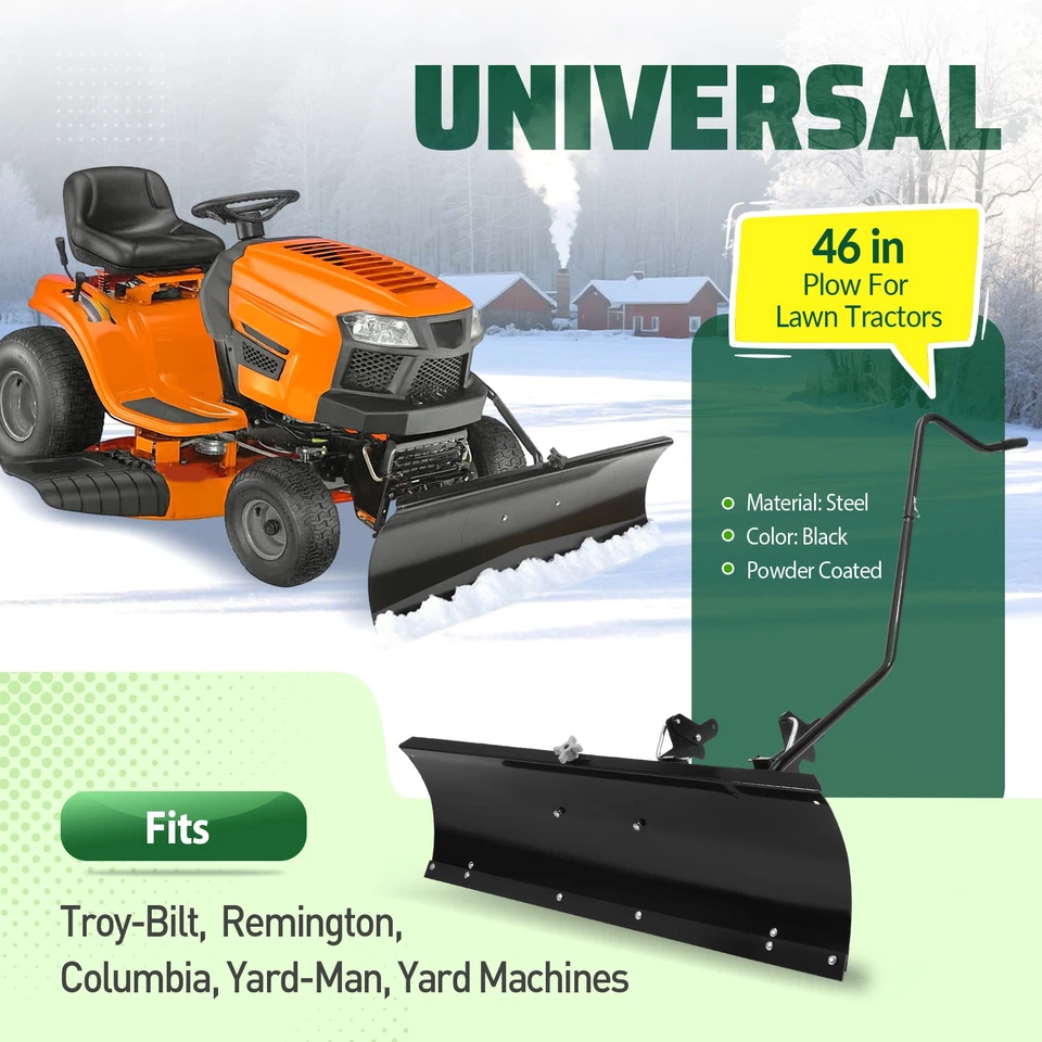 46" Snow Plow Blade Attachment Adjustable For Lawn Mower Tractors Cub Cadet MTD - Image 2 of 4