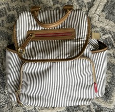 Skip Hop diaper bag Backpack french Stripe Stroller Straps Clip DrawStringClose