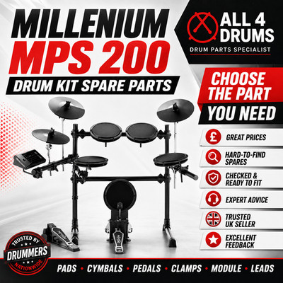 Millenium MPS 200 Schlagzeug Ersatzteile Pads Becken Klemmen Pedale Modul Kabel