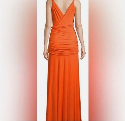 Halston Heritage Dress- Coral Orange Maxi Dress NWT