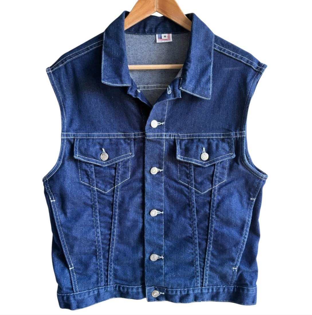 Harbrosrce Heren Denim Vest Korte Mouwloze Spijkerjas Vintage Mouwloos