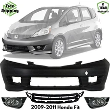 Front Bumper Cover Fascia & Fog Light Assembly Kit For 2009-2011 Honda Fit