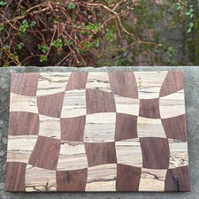 Handcrafted Striped Hardwood Cutting Board 16.5x9.5 in Walnut Maple Wenge — listing 3
