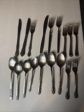 Mixed Lot 18 Stainless Steel Silverware Flatware Rogers Oneida Crafter Jewelry