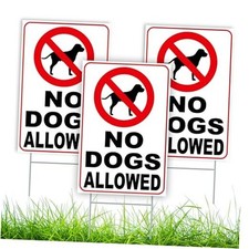 3 PC No Dogs Allowed Signs for Yard, 8x12 Double Sided Coroplast No Dog Poop