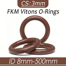 FKM Rubber O Ring 3mm Cross Section Brown Sealing Ring 2-494mm ID, 8-500mm OD