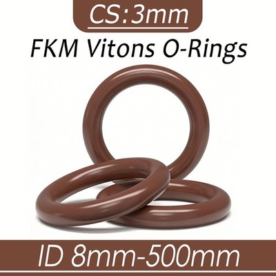 FKM Rubber O Ring 3mm Cross Section Brown Sealing Ring 2-494mm ID, 8-500mm OD