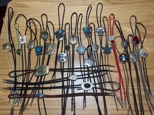 Bolo Ties Large Lot of 28 Pendants Turquoise Western Native Misc