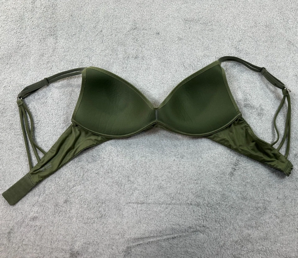 Sujetador Inalámbrico Aerie Real Sunnie 34B Para Mujer Verde Oliva Tirantes Espalda Acolchado Foto 4 de 4