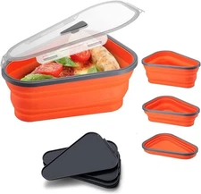 Collapsible Pizza Container,5 Reusable Trays with Lids, Space-Saver f(No Cutter)