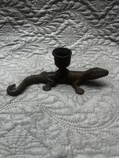 Vintage Cast Iron Lizard Candle Holder Rustic Home Decor 6” X 2.5