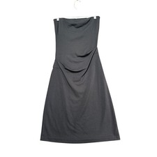 Nicole Miller Dress Womens Petite P Black Strapless Ruched Sheath