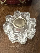 Italian Lead Crystal Trinket Dish w/ Silver Inset PG Argenteria, Vintage
