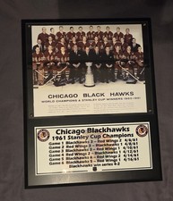 Chicago Blackhawks 1961 Stanley Cup Champions Plaque Black