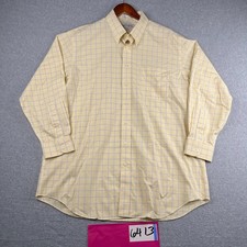 Paul Fredrick Shirt 17.5 Yellow Check Casual Button Up Long Sleeve Mens
