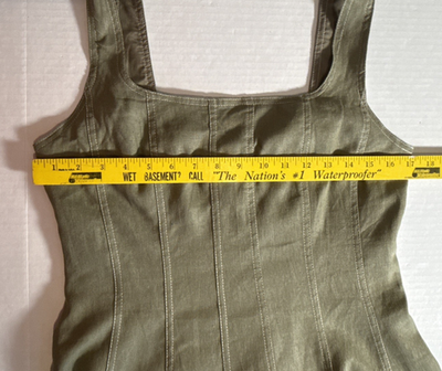 Christian Lacroix Dress Square Neck Linen Mini Olive Green Sleeveless Dress  M 6 | eBay
