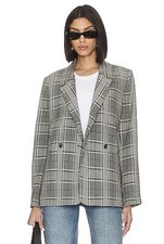 Anine Bing Blazer Sz XXS Madeleine Oversized Grey Plaid Elevated Classic Preppy