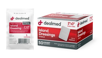 Dealmed Bordered Gauze 6'' x 6'' Island Dressing, Individually Wrapped, Sterile, 2