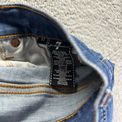7 For All Mankind Jeans Herren 32x32 Blau Slim Straight Baumwolle Stretch Distressed - Bild 7 von 11