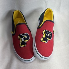 Polo Ralph Lauren Landyn Slip On Child P-Wing Logo Patch Canvas Shoes Size 1.5
