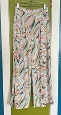 NWT Nasty Gal Marble Print Wide Leg Trousers US 8 Summer Vacation Festival Soft