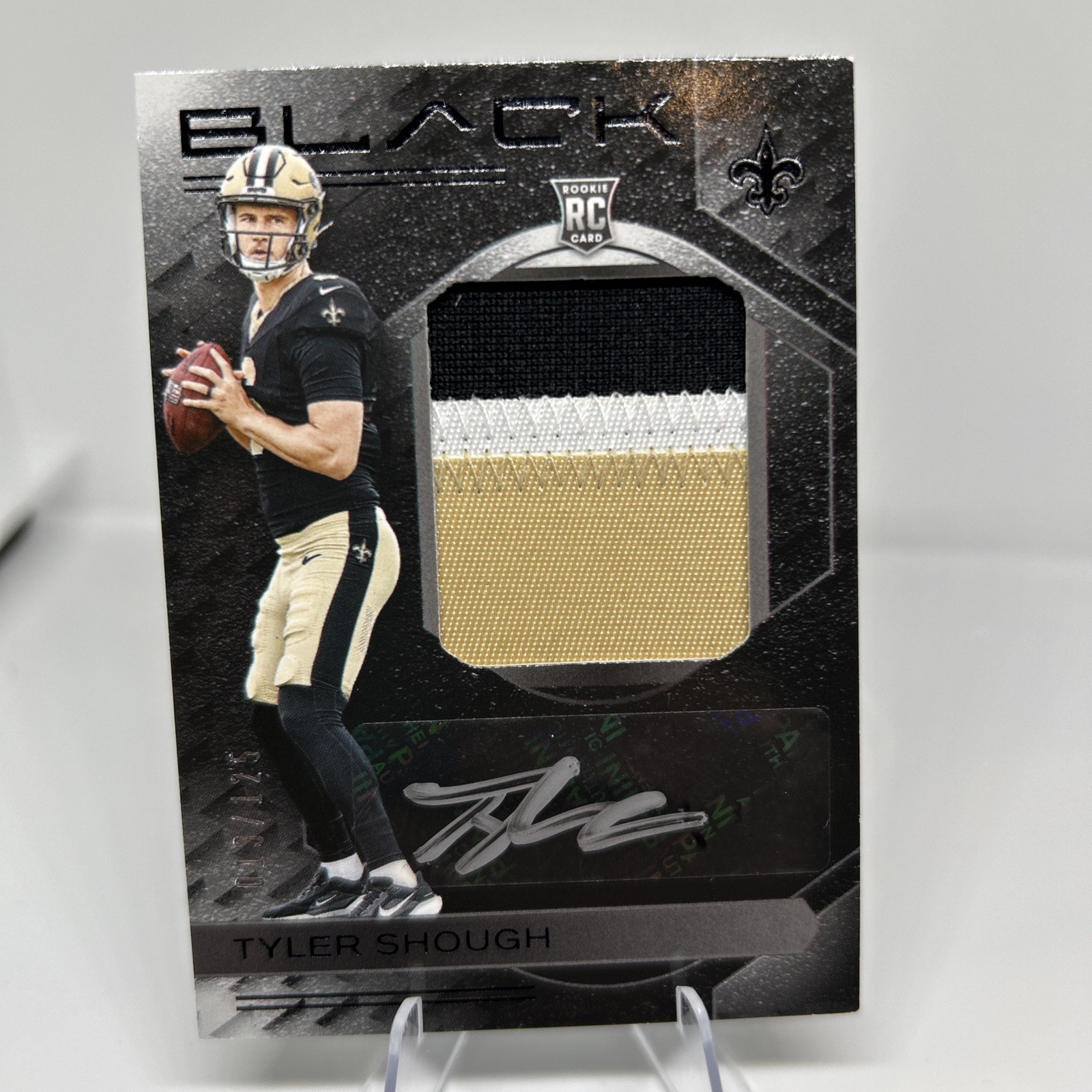 Panini 2025 Black Tyler Shough Rookie 3 Color Patch Auto RKPA-TSH /125 Saints view 1
