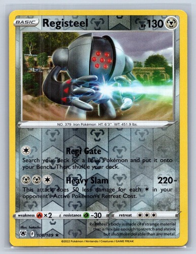 Registeel 108/189 Rare Astral Radiance Pokemon Reverse Holo Lightly Played