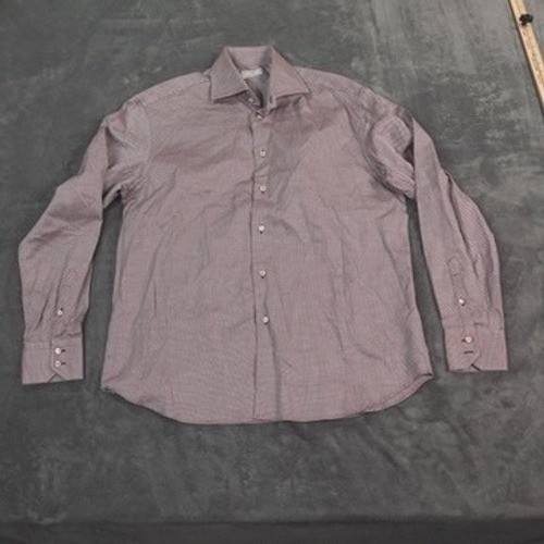 Poggianti 1958 Shirt Mens XL Purple White Geometric Pattern Italian Dress Cotton - Picture 2 of 11
