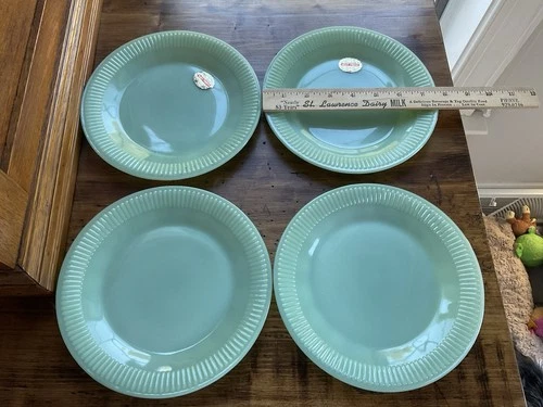 Vintage Set Of 4 Fire King Jadeite Jane Ray Salad Plate  7 3/4"