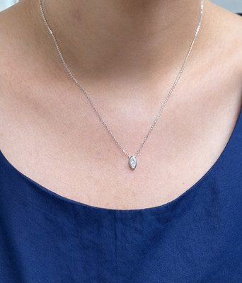 0.20ct Marquise Natural Diamond Necklace 14K Solid Gold Bezel Set Pendant