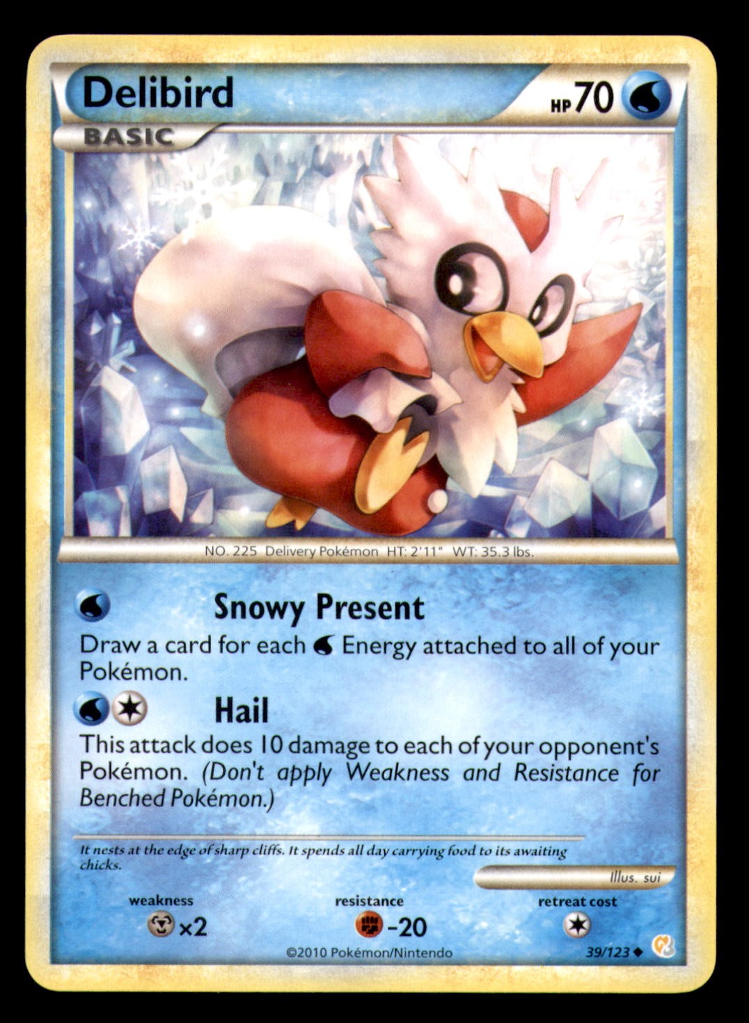 Delibird 39/123 Uncommon HeartGold & SoulSilver Pokemon Moderately Played