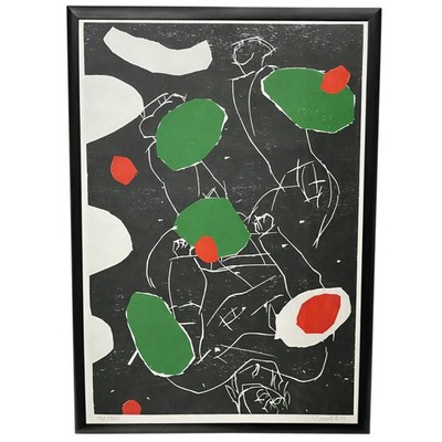 Georg Baselitz (Germany) Color Woodcut Print on Zerkall Puck, Edition of 300