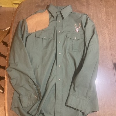VTG Red Head LARGE Shooting Shirt Mens Olive Button Up Buck Hunting Redhead