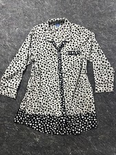 Simply Vera Vera Wang Dress Womens L Polkadots Black White Long Sleeves ButtonUp