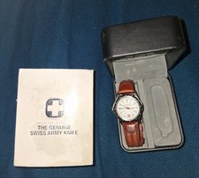 Original Swiss Army Watch Vintage 1980s With Box, Knife Missing, Leather Band NR