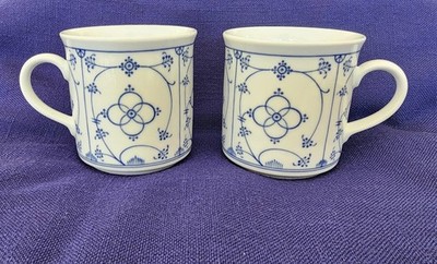 Form Marienbad Ingres Weiss Porcelain 2 Mugs White & Blue Immortelle Indian Blue