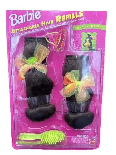 Vintage Barbie Cut And Style Attachable Hair Refills 1994 Brunette Brown Hair