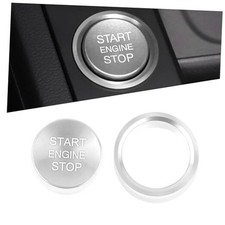Car Push Start Button Cover,Aluminum Engine Start Stop Button Cover for Silver