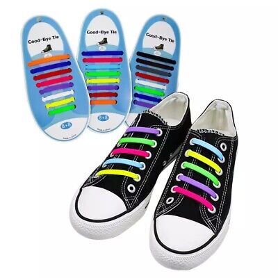 16Pcs Easy No Tie Shoelaces Elastic Silicone Flat Lazy Shoe Lace Strings Adult